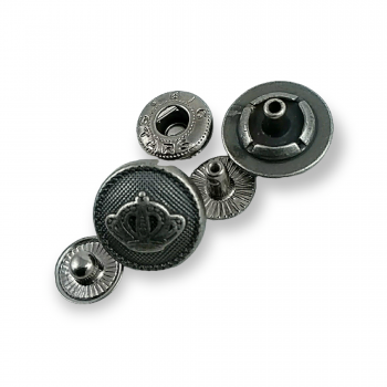 15 mm - 24 boy Taç Logolu Zamak Çıtçıt Düğme E 1467