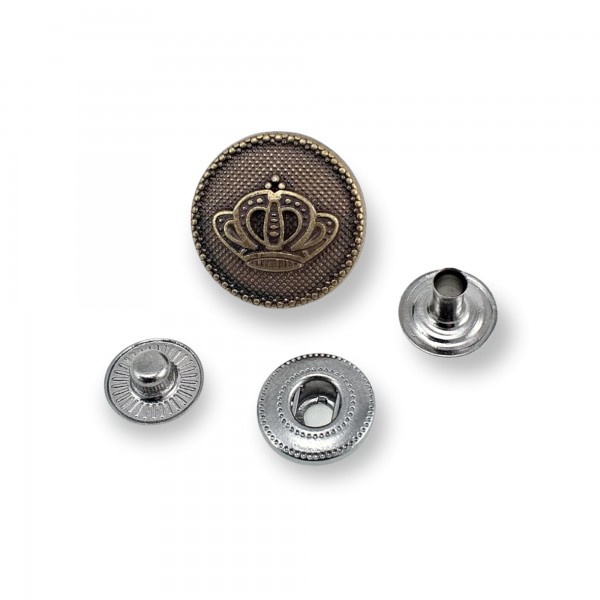 15 mm - 24 L Crown Logo Snap Fasteners Button E 1467
