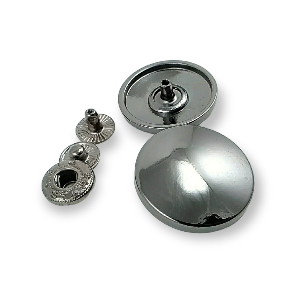 Silver Metal Snap Buttons, Flat Top, Round Shape, Upholstery