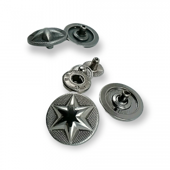 17 mm - 27 L  Metal Star Design Snap Fasteners Button E 1482