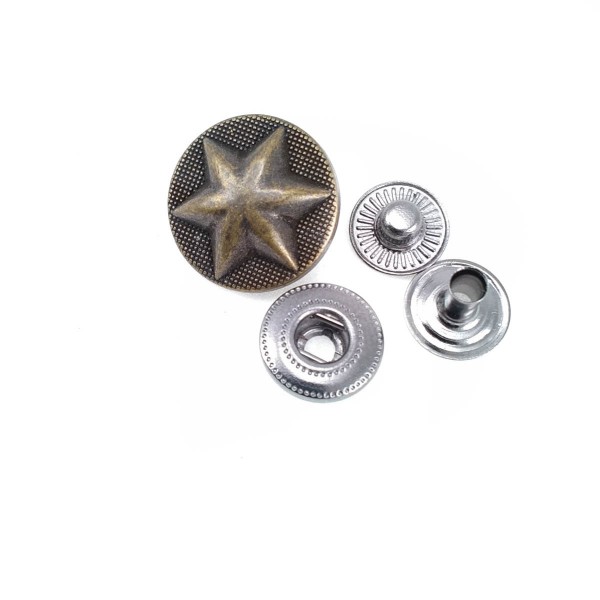 17 mm - 27 L  Metal Star Design Snap Fasteners Button E 1482