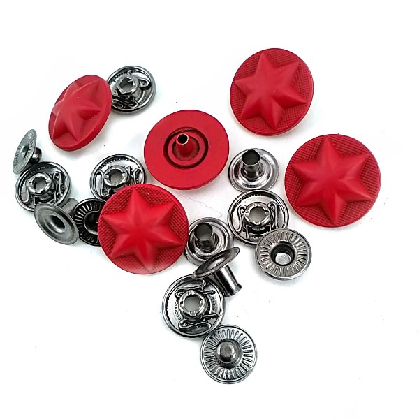 17 mm - 27 L Metal Star Design Snap Fasteners Button Matte Paint E 1482 MN