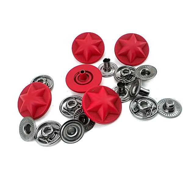 17 mm - 27 boy Metal Yıldız Tasarımlı Çıt çıt Düğme Mat Boya E 1482 MN