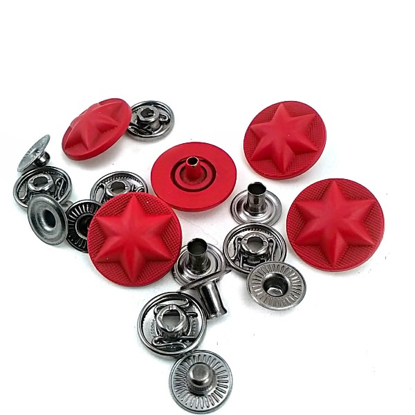 17 mm - 27 L Metal Star Design Snap Fasteners Button Matte Paint E 1482 MN