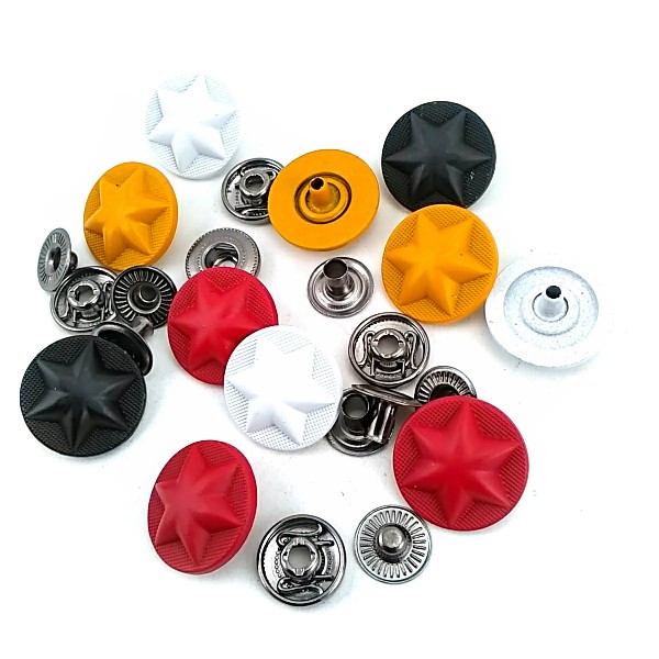 17 mm - 27 L Metal Star Design Snap Fasteners Button Matte Paint E 1482 MN