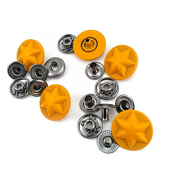 17 mm - 27 L Metal Star Design Snap Fasteners Button Matte Paint E 1482 MN