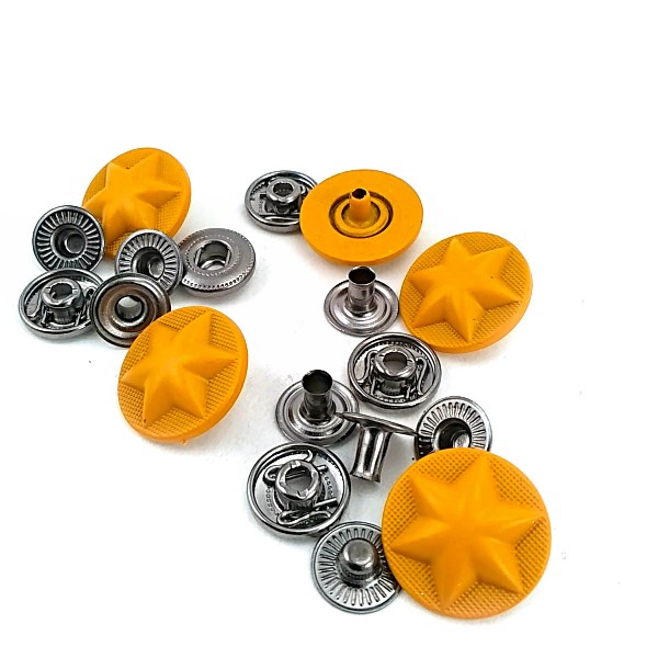 17 mm - 27 L Metal Star Design Snap Fasteners Button Matte Paint E 1482 MN