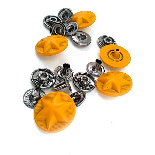 17 mm - 27 L Metal Star Design Snap Fasteners Button Matte Paint E 1482 MN