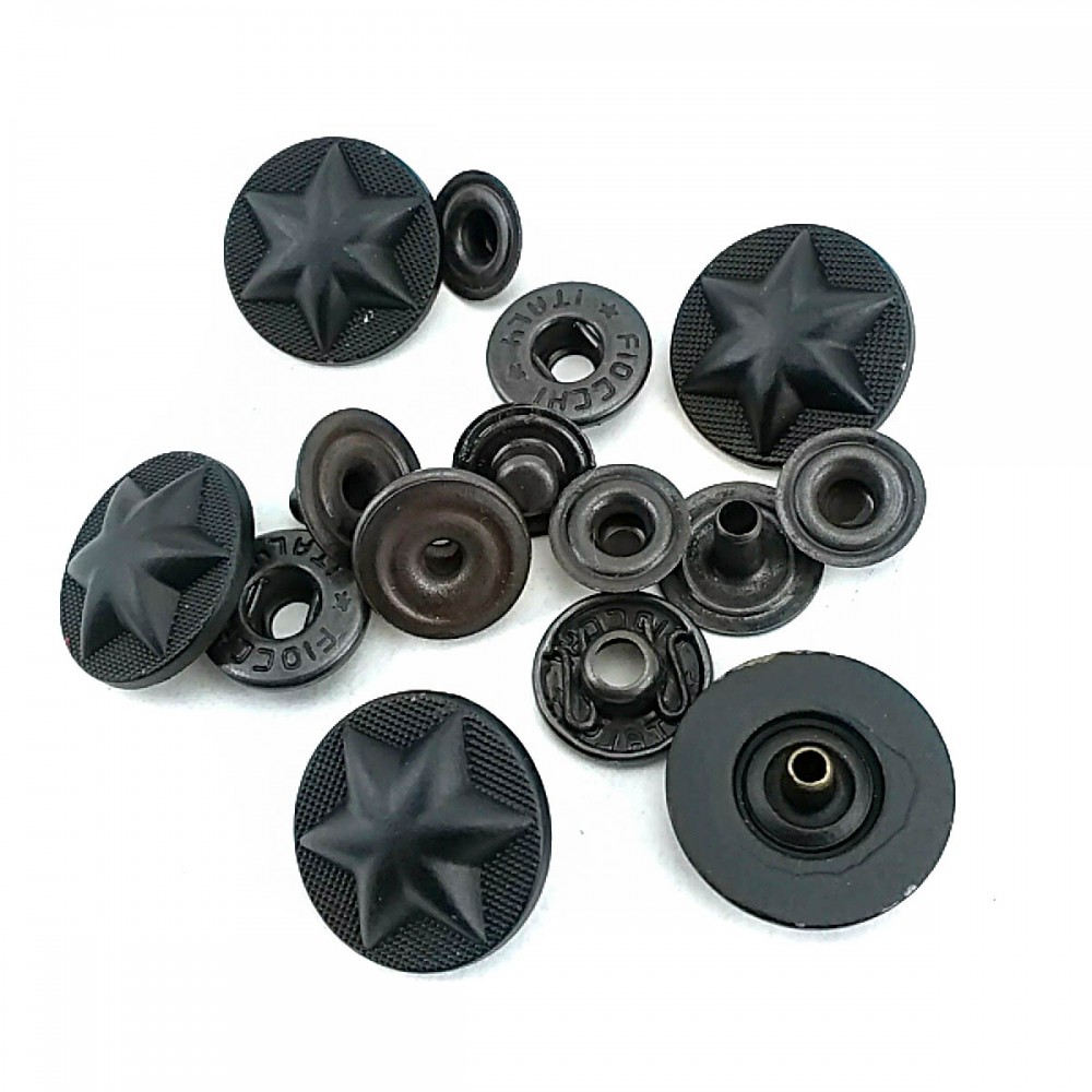 Metal Star Design Snap Fasteners Button Matte Paint 17 mm - 27 L