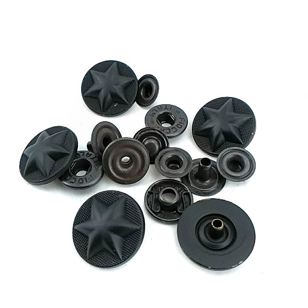 17 mm - 27 L Metal Star Design Snap Fasteners Button Matte Paint E 1482 MN