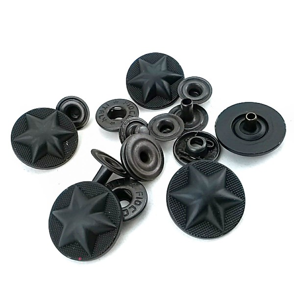 17 mm - 27 L Metal Star Design Snap Fasteners Button Matte Paint E 1482 MN