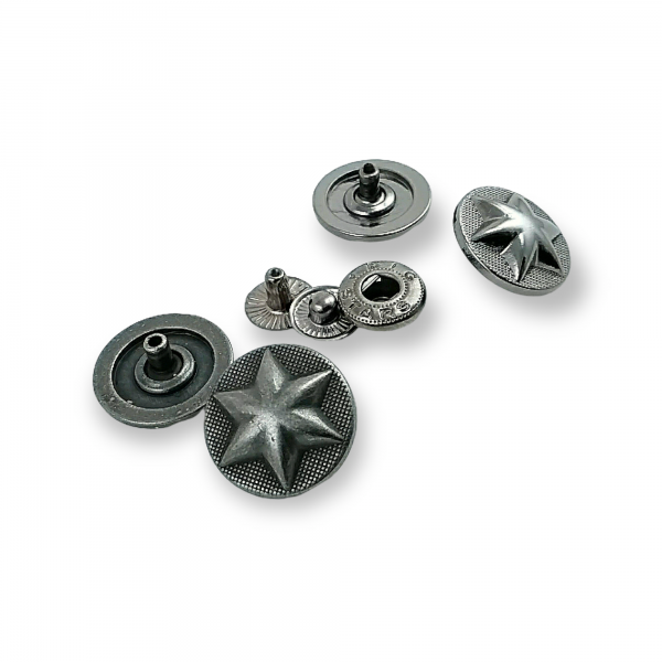 17 mm - 27 L  Metal Star Design Snap Fasteners Button E 1482