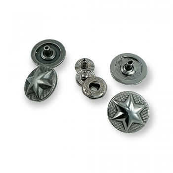 17 mm - 27 boy Metal Yıldız Tasarımlı Çıt çıt Düğme E 1482