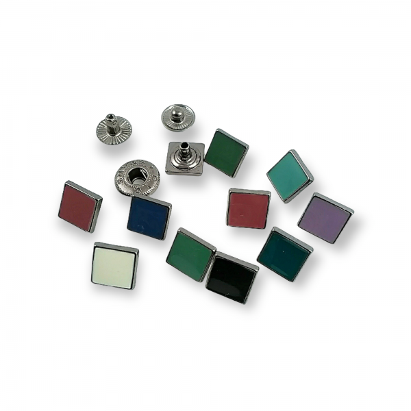 10 x 10 mm Enamel Snap Fastener Button Square Shape Coat and Jacket Snaps Button E 1624