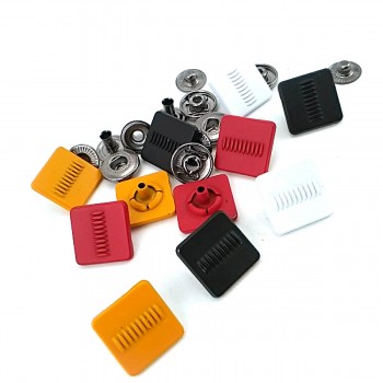 15 x 15 mm Snap Fasteners Multi Color Square Shape Patterned E 170 MC