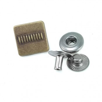 15 x 15 mm Snap Fasteners Square Shape Patterned E 170