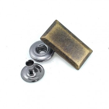 23 x 12 mm Coat Snap Fasteners Button Rectangle Design E 174