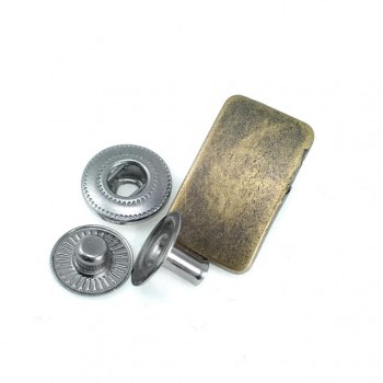 23 x 13 mm Metal Snap Fasteners Button Rectangle Design E 198