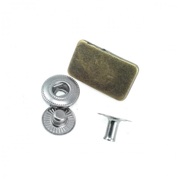 23 x 13 mm Metal Snap Fasteners Button Rectangle Design E 198