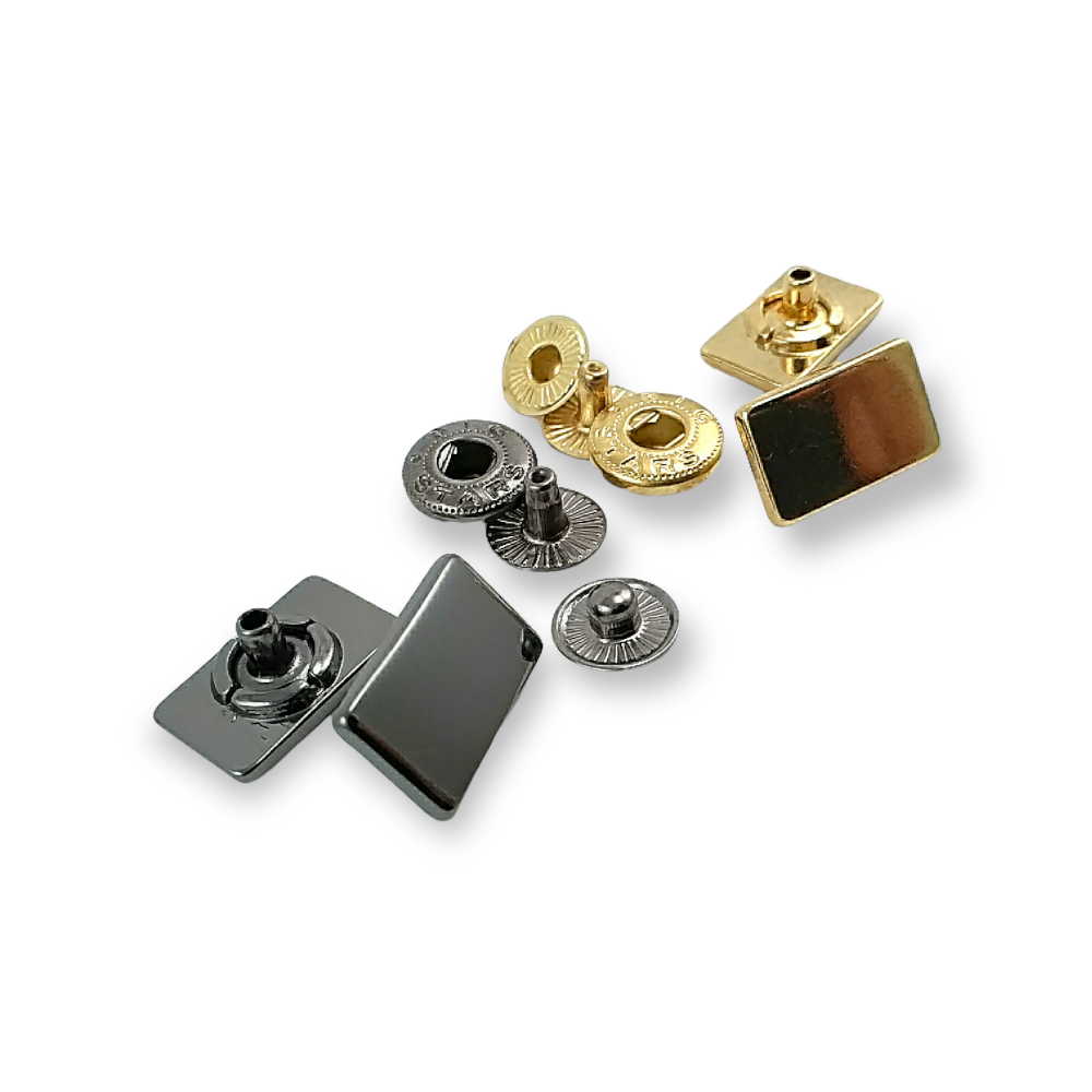 Snap Button Rectangle Shape 17x8 mm - Studs Online Sales