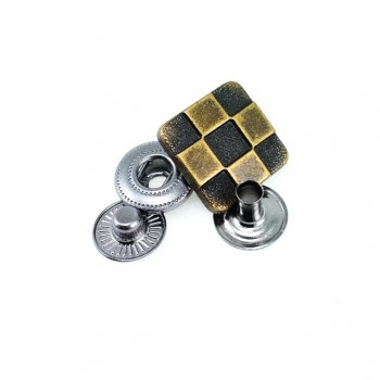 15 x 15 mm Snap Fasteners Button Square Domino Pattern E 293