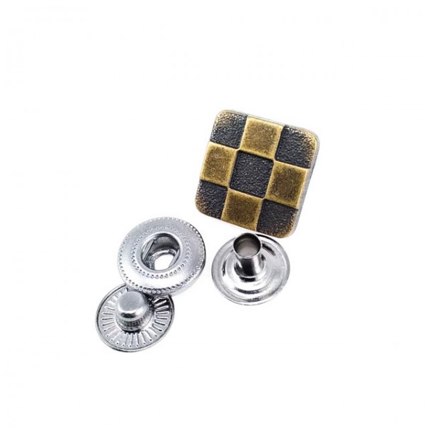 15 x 15 mm Çıtçıt Düğme Kare Domino Desen E 293