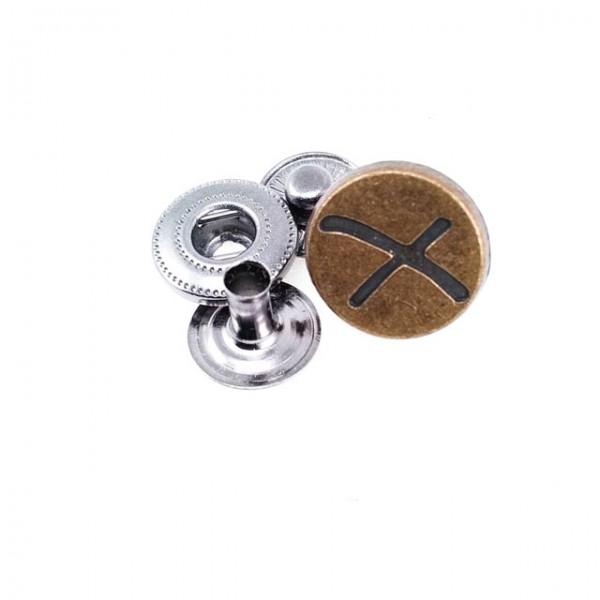 15 mm 27 L X Patterned Metal Snap Fasteners Button E 521