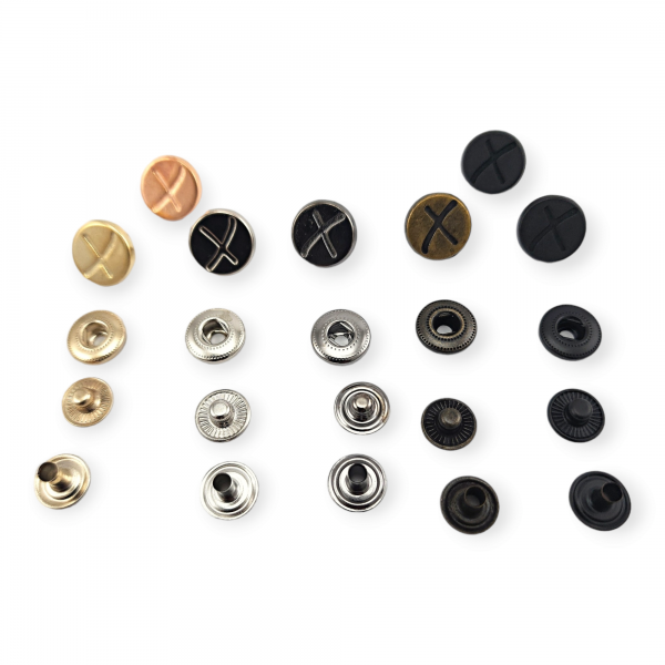 15 mm 27 L X Patterned Metal Snap Fasteners Button E 521