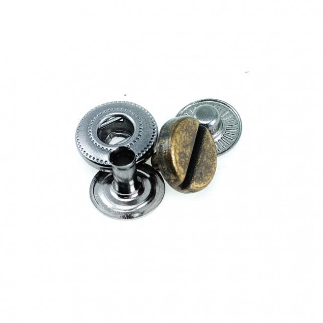 20 boy 11 mm Vida desenli metal çıtçıt düğme E 904 20 boy 11 mm Vida desenli metal çıtçıt düğme E 904