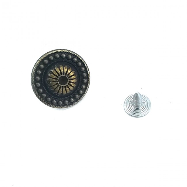 20 mm - 32 Boy Ay Çiçeği Desenli Kot Düğme E 1004 20 mm - 32 Boy Ay Çiçeği Desenli Kot Düğme E 1004