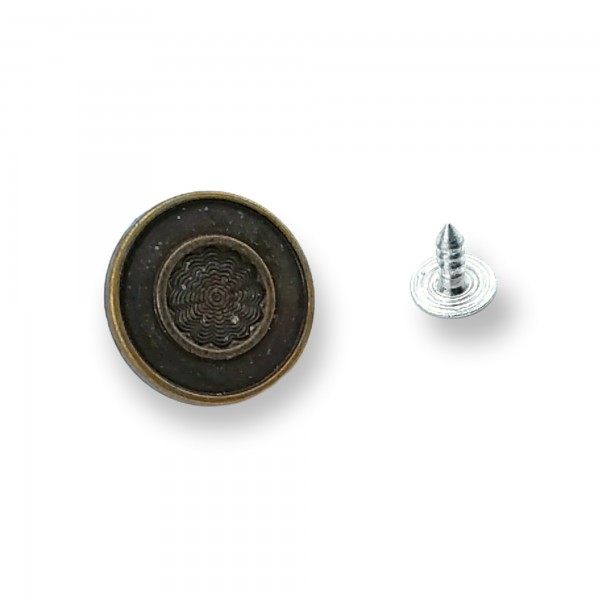20 mm 32 Boy Ortası Desenli Mineli Kot Düğmesi E 1215