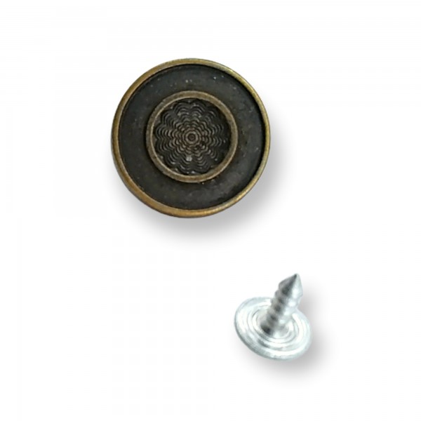 20 mm 32 Boy Ortası Desenli Mineli Kot Düğmesi E 1215