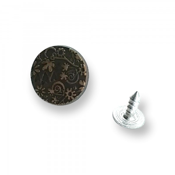 15 mm 24 Boy Çiçek ve Kalp Desenli Kot Düğme E 1228