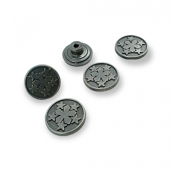 17 mm - 28 L Star Patterned Jeans Button E 1378