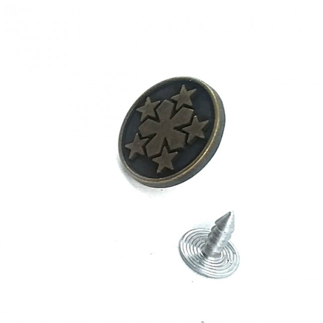 17 mm - 28 Boy Yıldız Desenli Kot Düğmesi E 1378 17 mm - 28 Boy Yıldız Desenli Kot Düğmesi E 1378