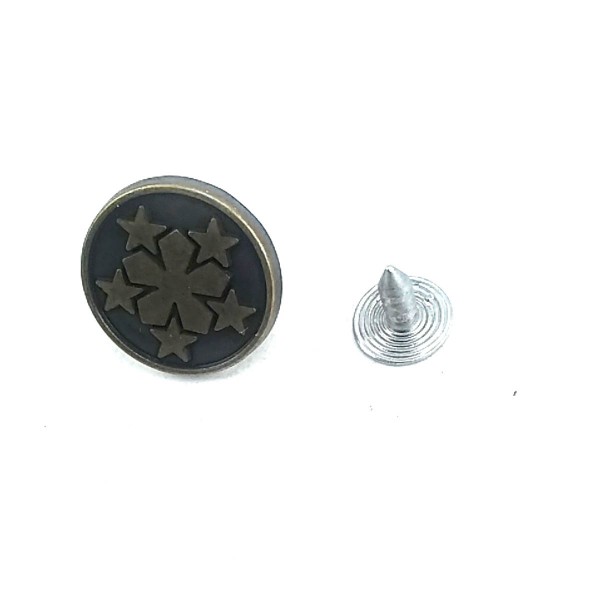 17 mm - 28 L Star Patterned Jeans Button E 1378