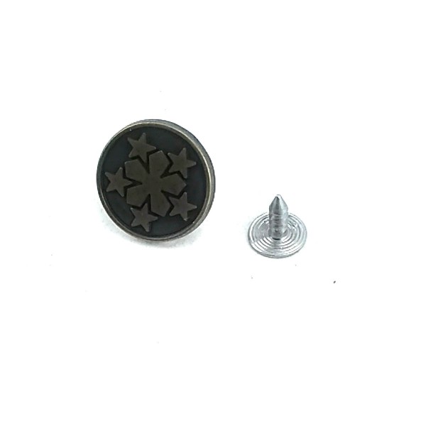 17 mm - 28 L Star Patterned Jeans Button E 1378