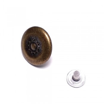 17 mm  28 Boy Kot Düğmesi - Zamak - Çiçek Desenli  E 173