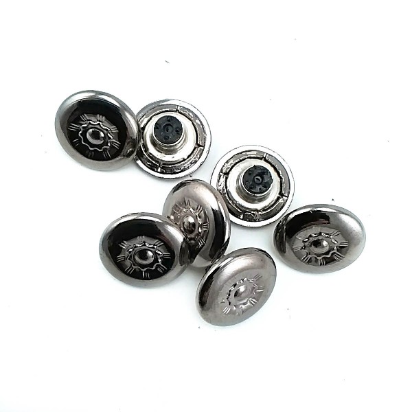 17 mm 28 L Jeans Button - Zamak - Flower Patterned E 173