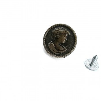 20 mm 32 Boy Kot Düğme - Kot Çakma Düğme Bayan Başı Desenli E 327