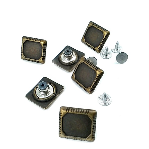 17.5 mm-19.7mm Rectangular Metal Jeans Button E 855