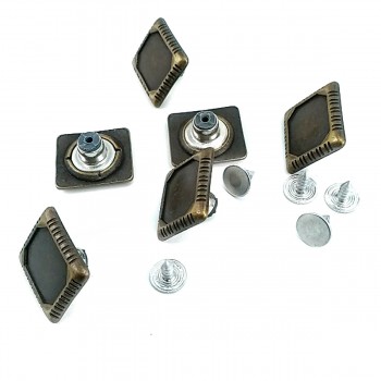 17.5 mm-19.7mm Dikdörtgen Metal Kot Düğme E 855