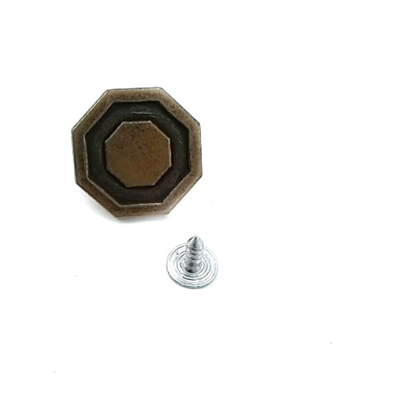 21 mm 34 Boy Sekizgen Tasarımlı Mineli Kot Düğmesi E 862