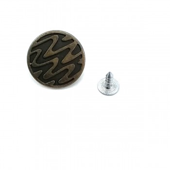 22 mm 37 L Wavy Patterned Jeans Button E 865