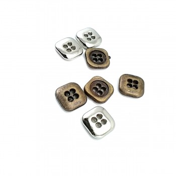 11 x 11 mm - 18 boy Kare Dört delikli metal düğme dikme  E 1090