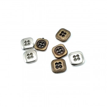 11 x 11 mm - 18 boy Kare Dört delikli metal düğme dikme  E 1090