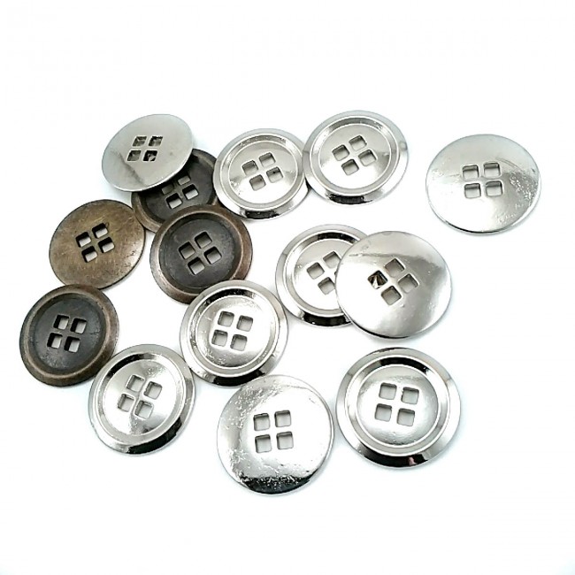 Dört delikli dikme metal düğme 23 mm E 1861 Dört delikli dikme metal düğme 23 mm E 1861