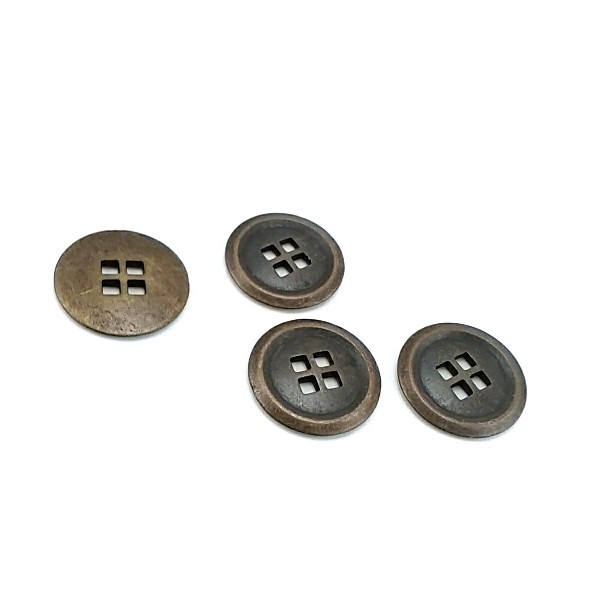 Dört delikli dikme metal düğme 23 mm E 1861