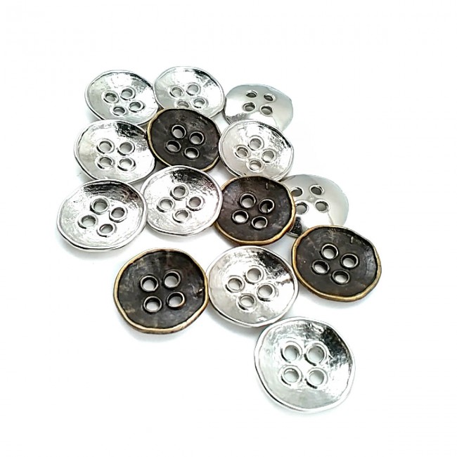 Retro dört delikli metal düğme dikme 20 mm - 31 boy E 305 Retro dört delikli metal düğme dikme 20 mm - 31 boy E 305