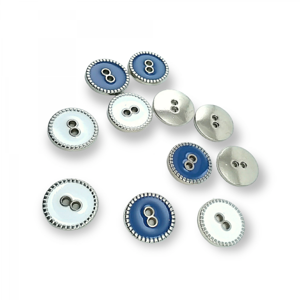 15 mm 24 L 2 Holes Enameled Sewing Button Edge Patterned E 1359